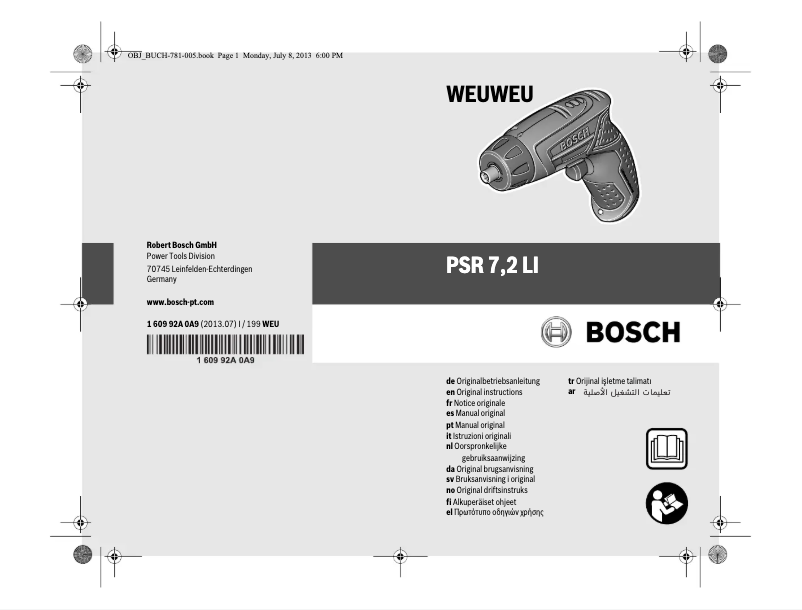 Page n°1 - Manuel utilisateur Bosch PSR 7.2 LI