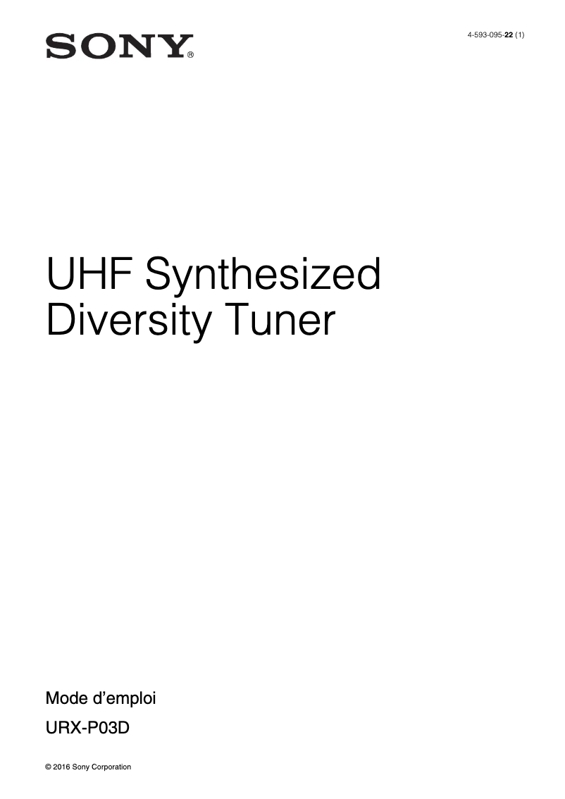 Image de la première page du manuel de l'appareil URX-P03D