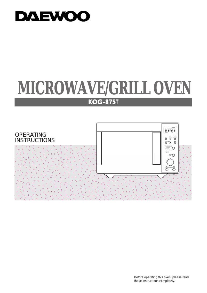 Page 1 de la notice Manuel utilisateur Daewoo KOG-875T