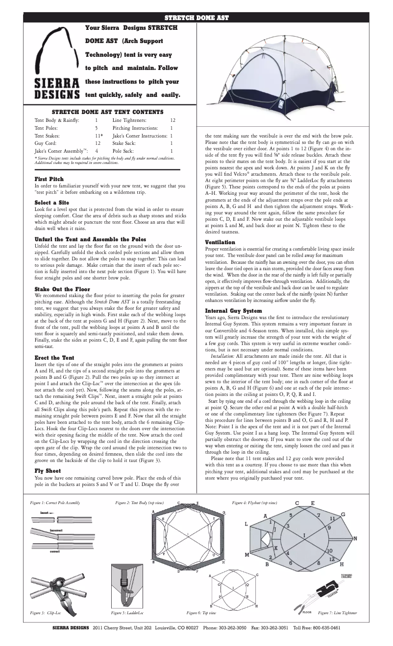 Page 1 de la notice Manuel utilisateur Sierra Designs Stretch Dome AST