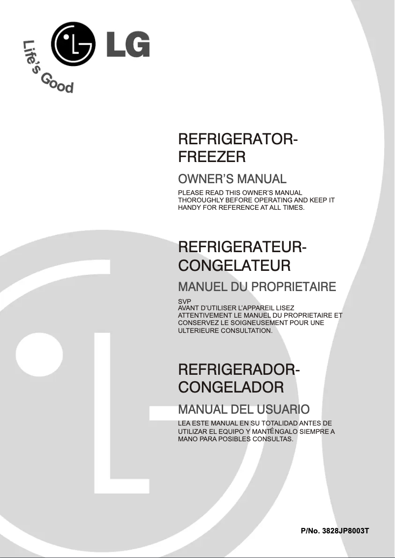 Page 1 de la notice Manuel utilisateur LG GR-V191R