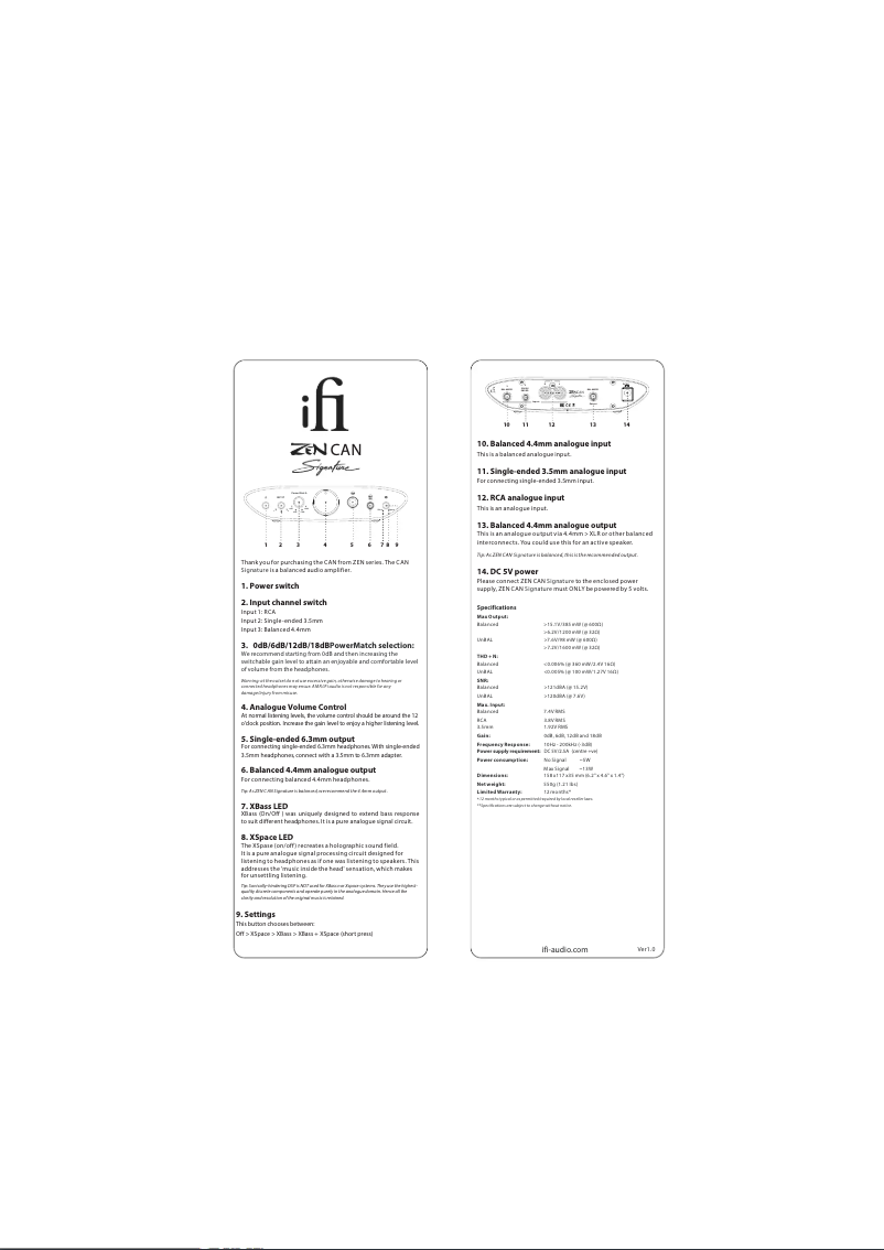 Page n°1 - Manuel utilisateur iFi Audio ZEN CAN Signature MZ99
