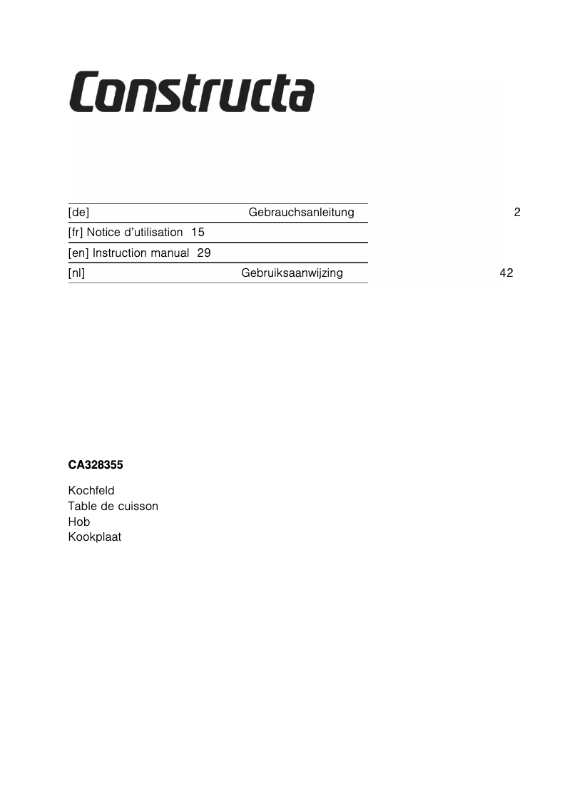 Image de la première page du manuel de l'appareil CA328355