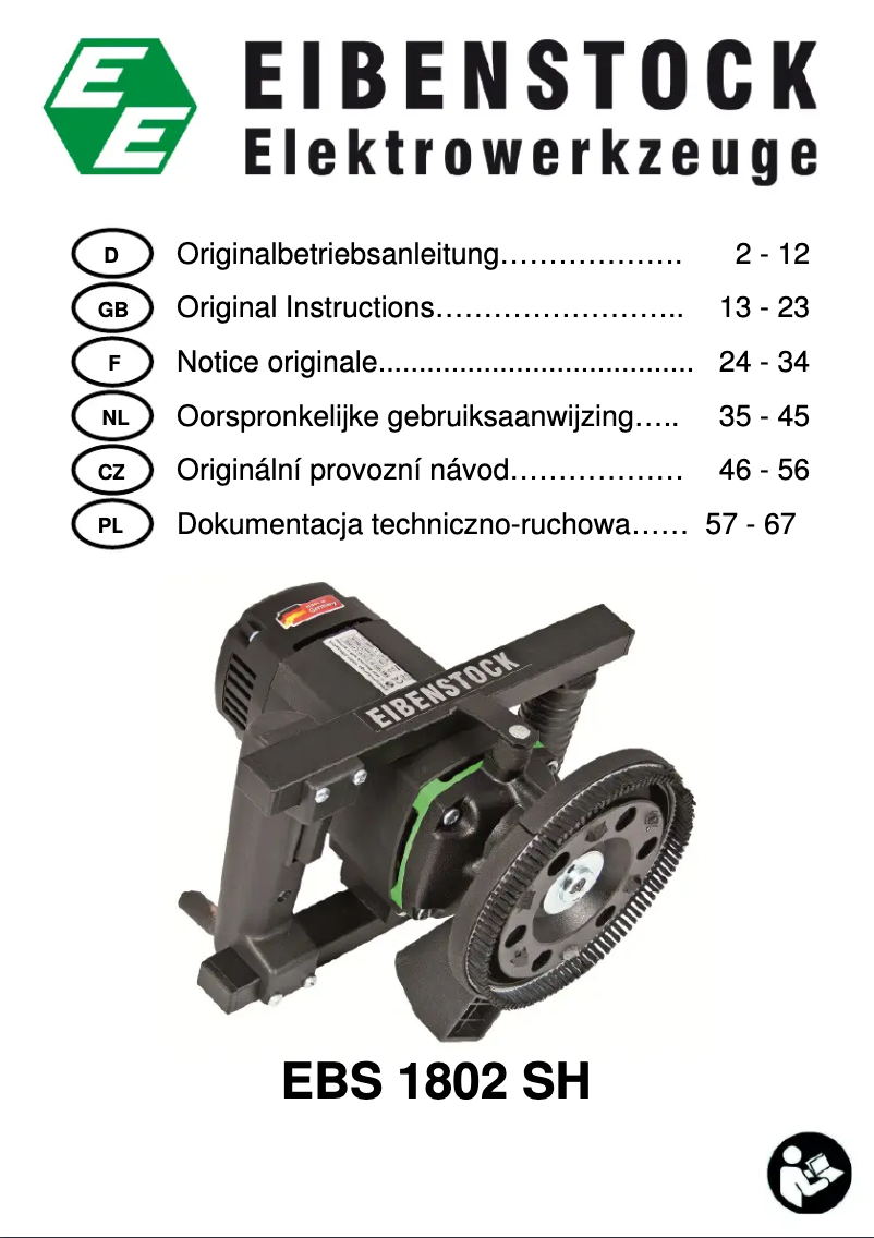 Image de la première page du manuel de l'appareil EBS 1802 SH
