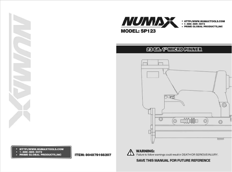 Page 1 de la notice Manuel utilisateur Numax SP123