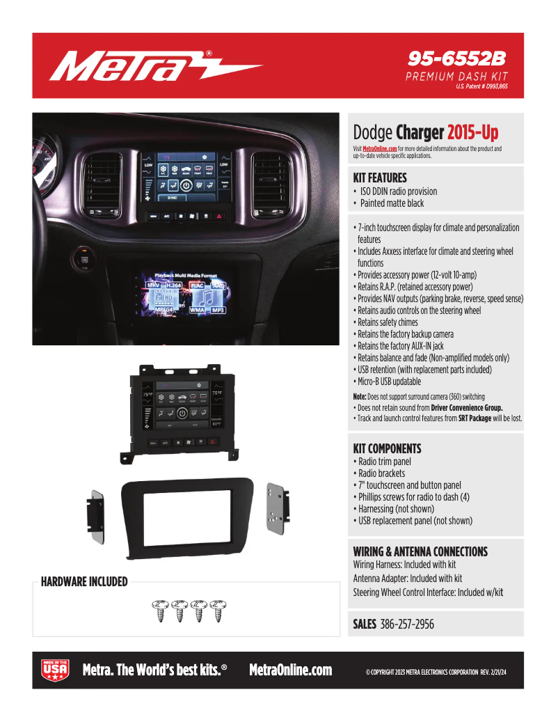 Page 1 de la notice Fiche technique AXESS 95-6552B