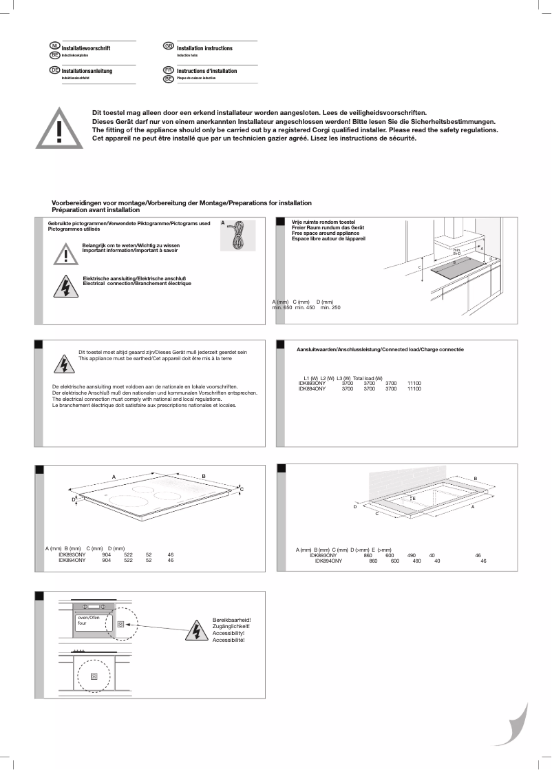 Page 1 de la notice Guide d'installation Pelgrim IDK893ONY