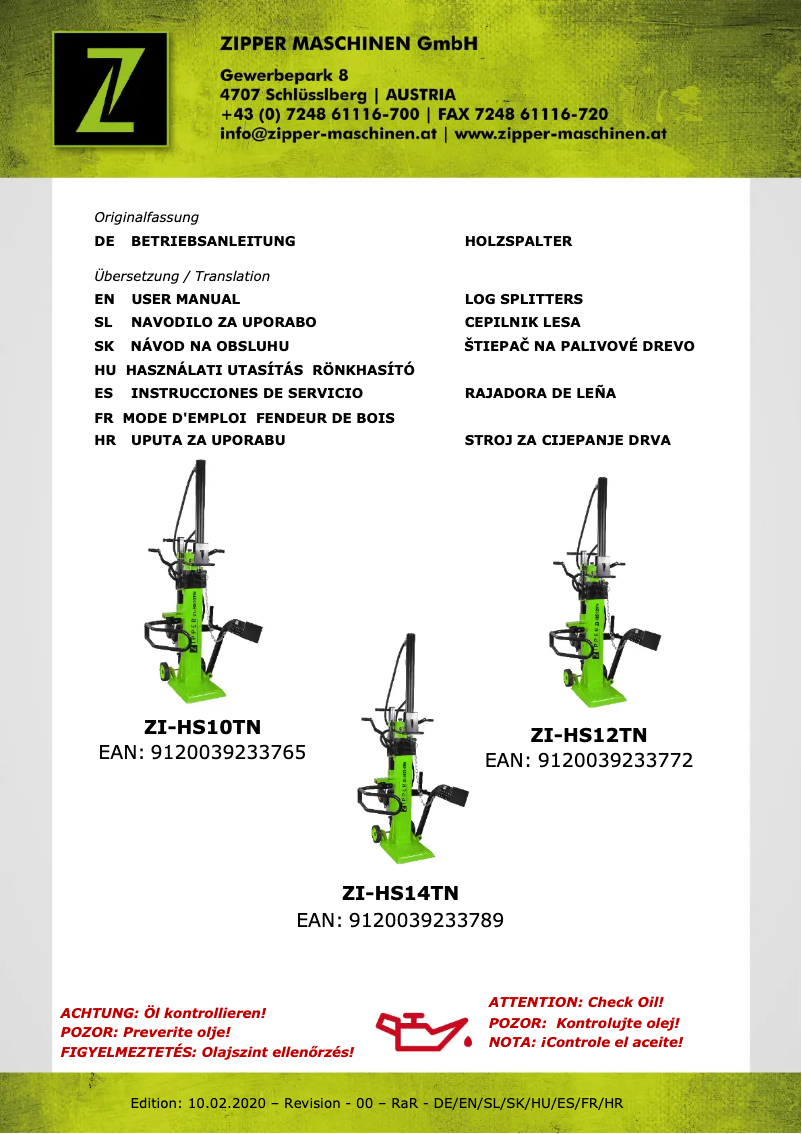 Page 1 de la notice Manuel utilisateur Zipper ZI-HS10TN