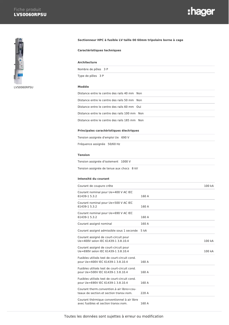 Image de la première page du manuel de l'appareil LVS0060RPSU