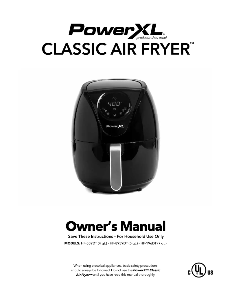 Page 1 de la notice Manuel utilisateur PowerXL Classic Air Fryer HF-509DT