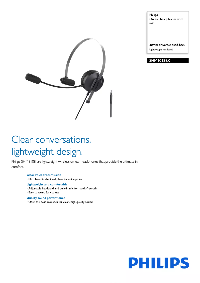 Página 1 del manual Manual de usuario Philips SHM1018