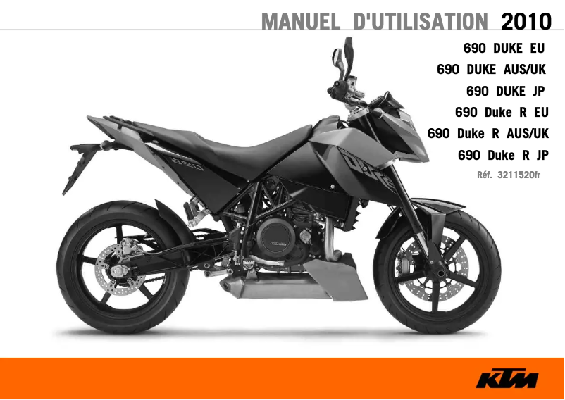 Page 1 de la notice Manuel utilisateur KTM 690 Duke R (2010)
