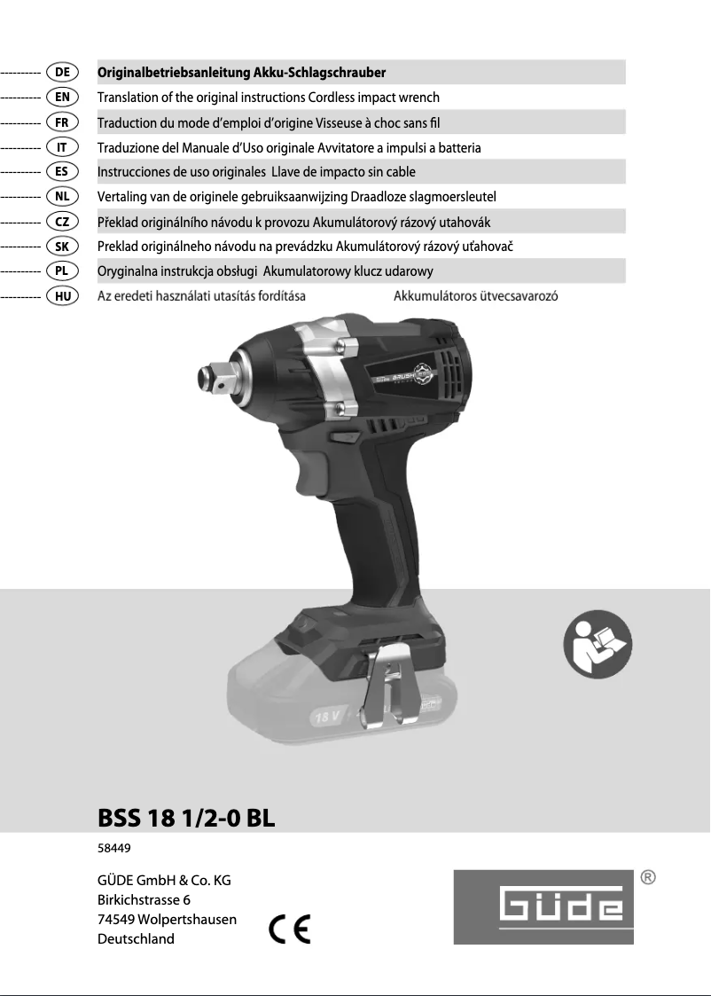 Page n°1 - Manuel utilisateur Güde BSS 18 1/2-0