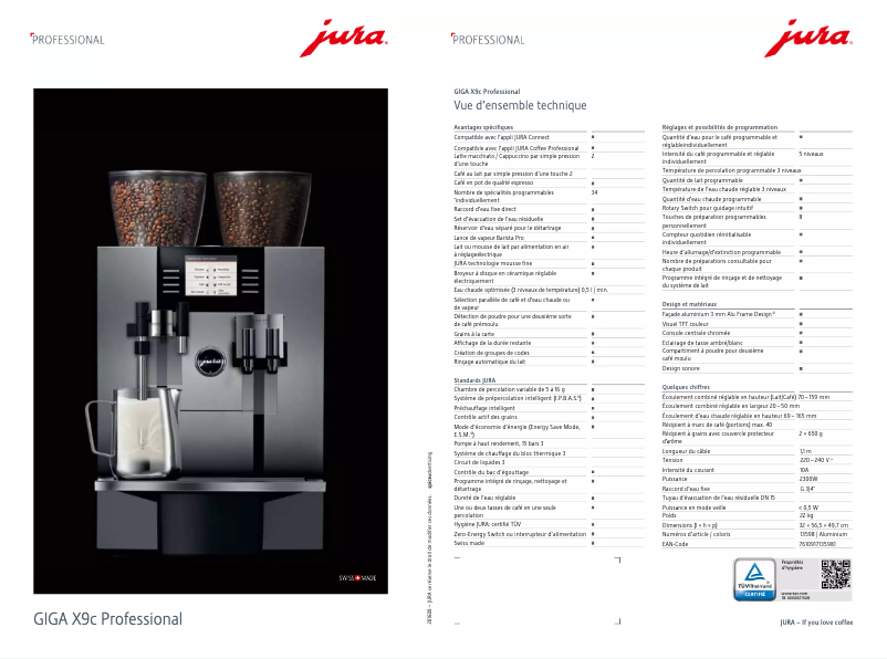 Image de la première page du manuel de l'appareil GIGA X9c Professional