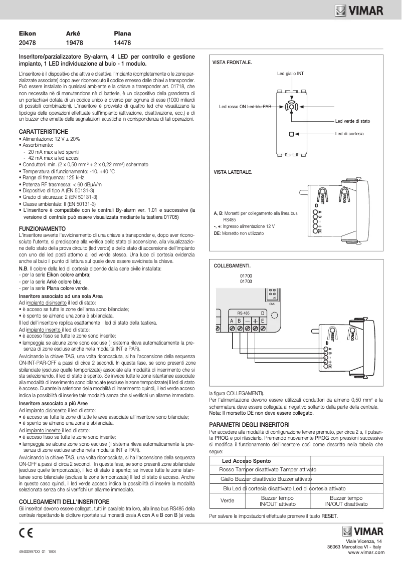 Page n°1 - Manuel utilisateur Vimar 14478.SL