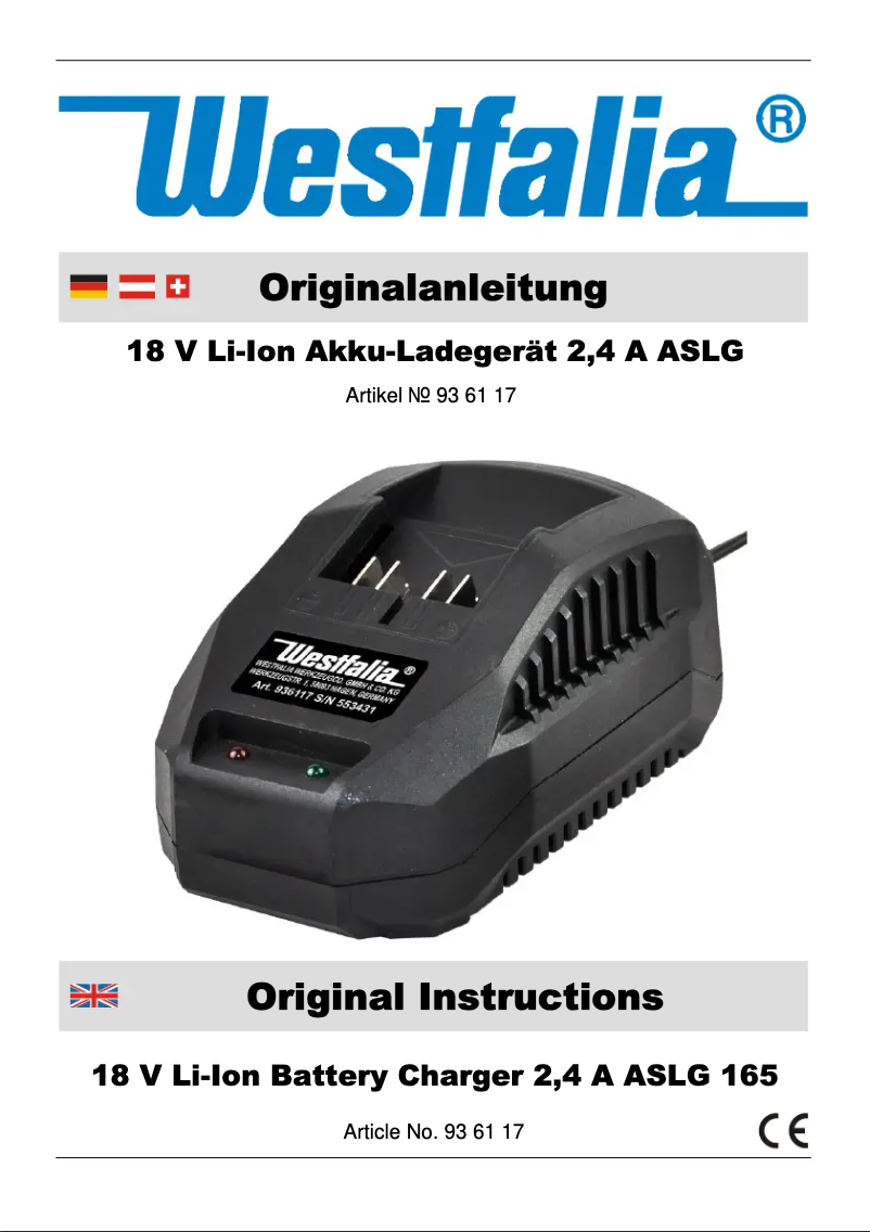 Page 1 de la notice Manuel utilisateur Westfalia ASLG 165