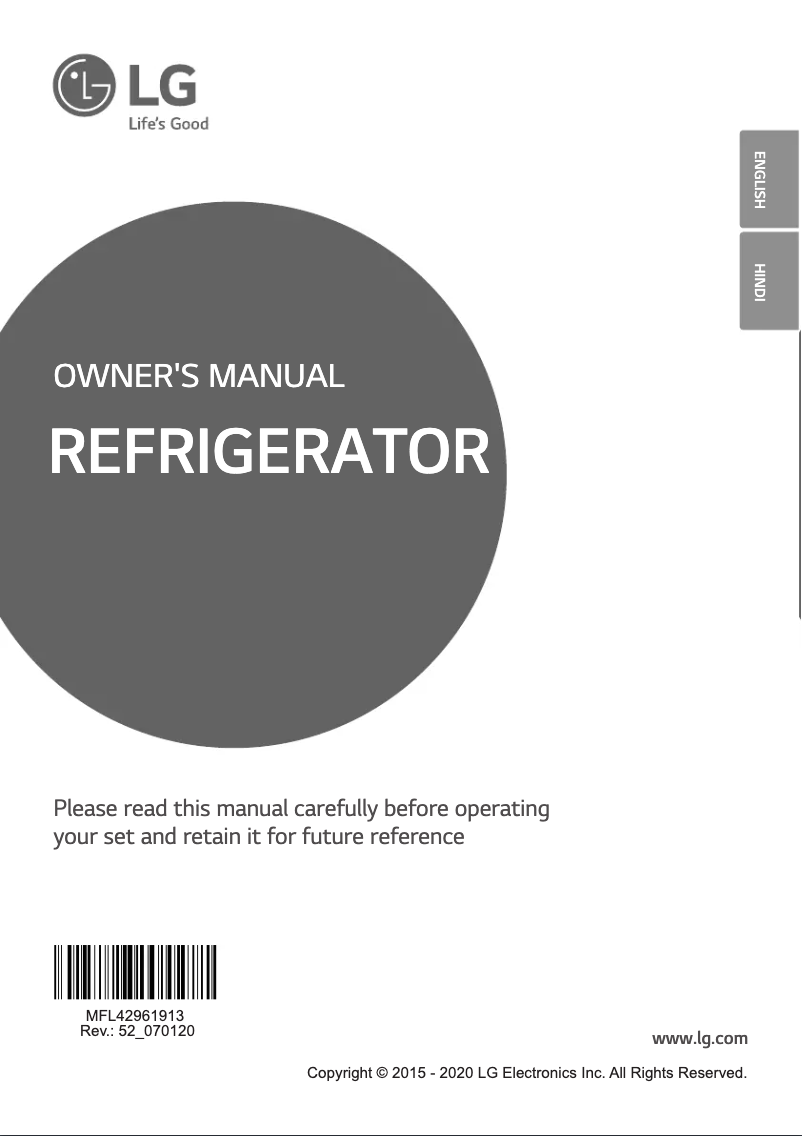 Page 1 de la notice Manuel utilisateur LG GL-B191KBGD