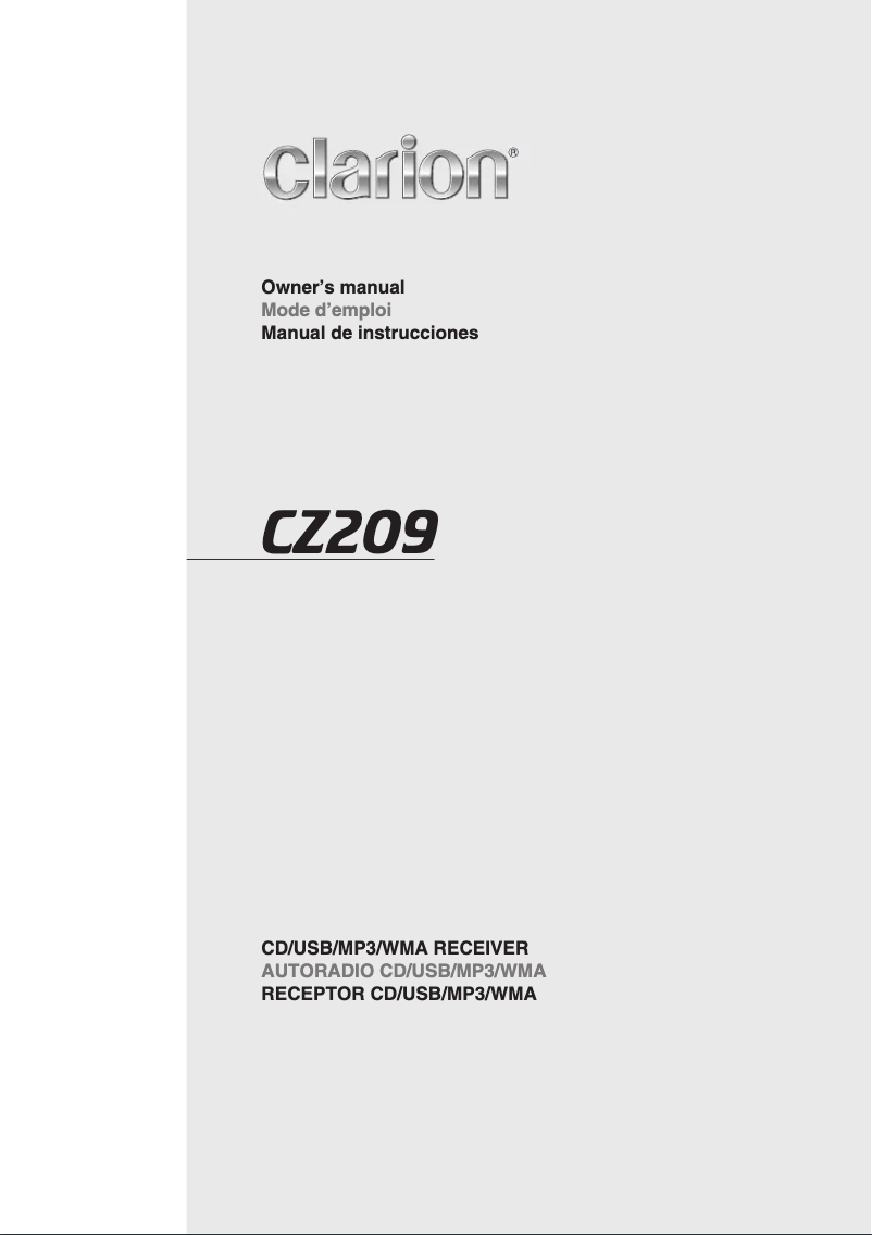 Page n°1 - Manuel utilisateur Clarion CZ209