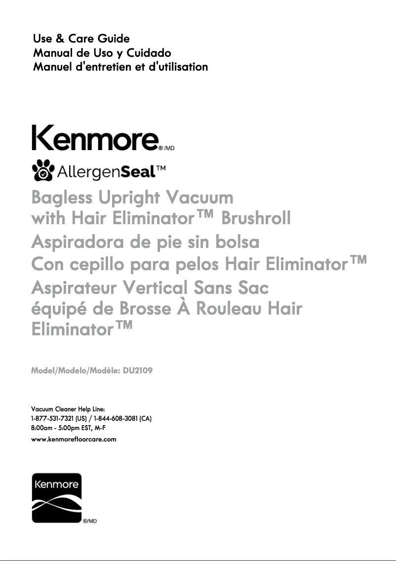 Page 1 de la notice Manuel utilisateur Kenmore DU2109