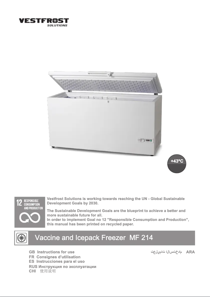 Page 1 de la notice Manuel utilisateur Vestfrost MF 214