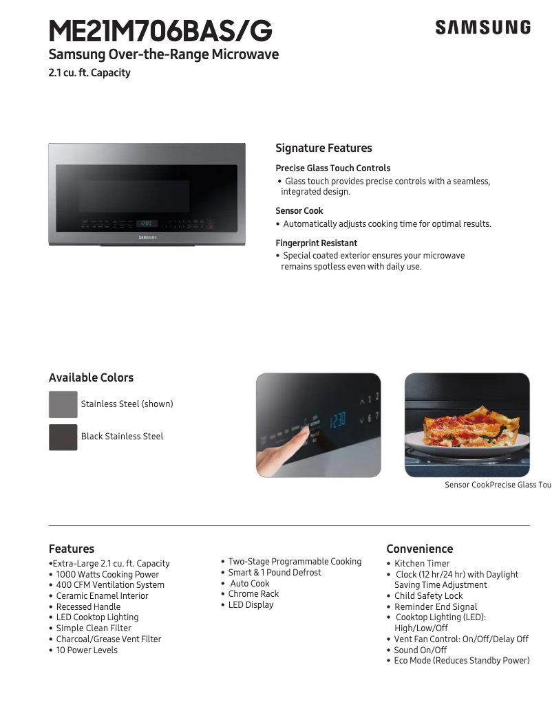 Image de la première page du manuel de l'appareil ME21M706BAG