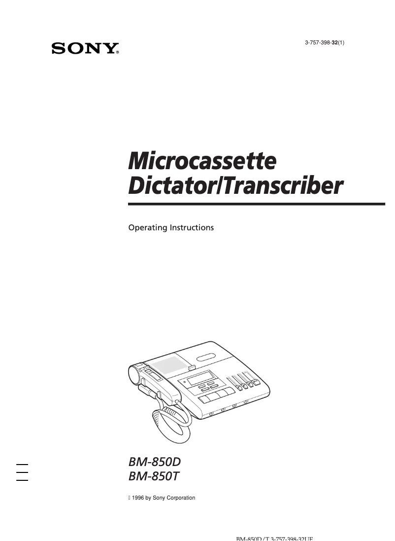 Page n°1 - Manuel utilisateur Sony BM-850D