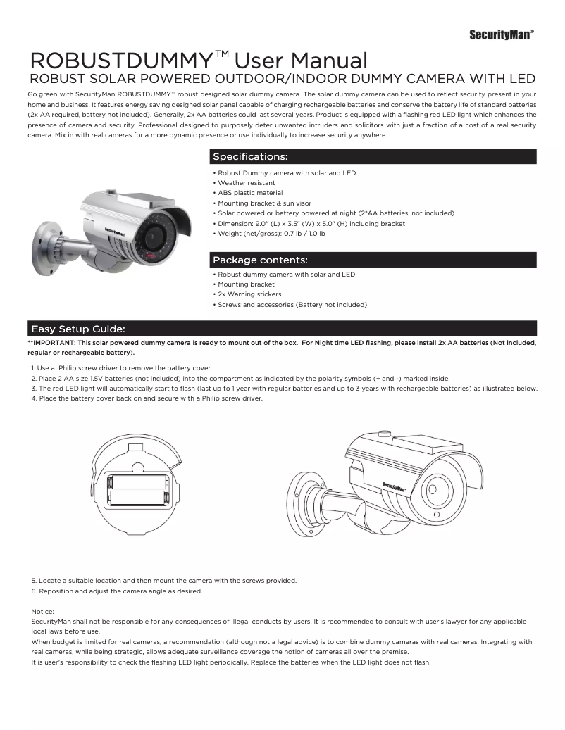 Image de la première page du manuel de l'appareil ROBUSTDUMMY