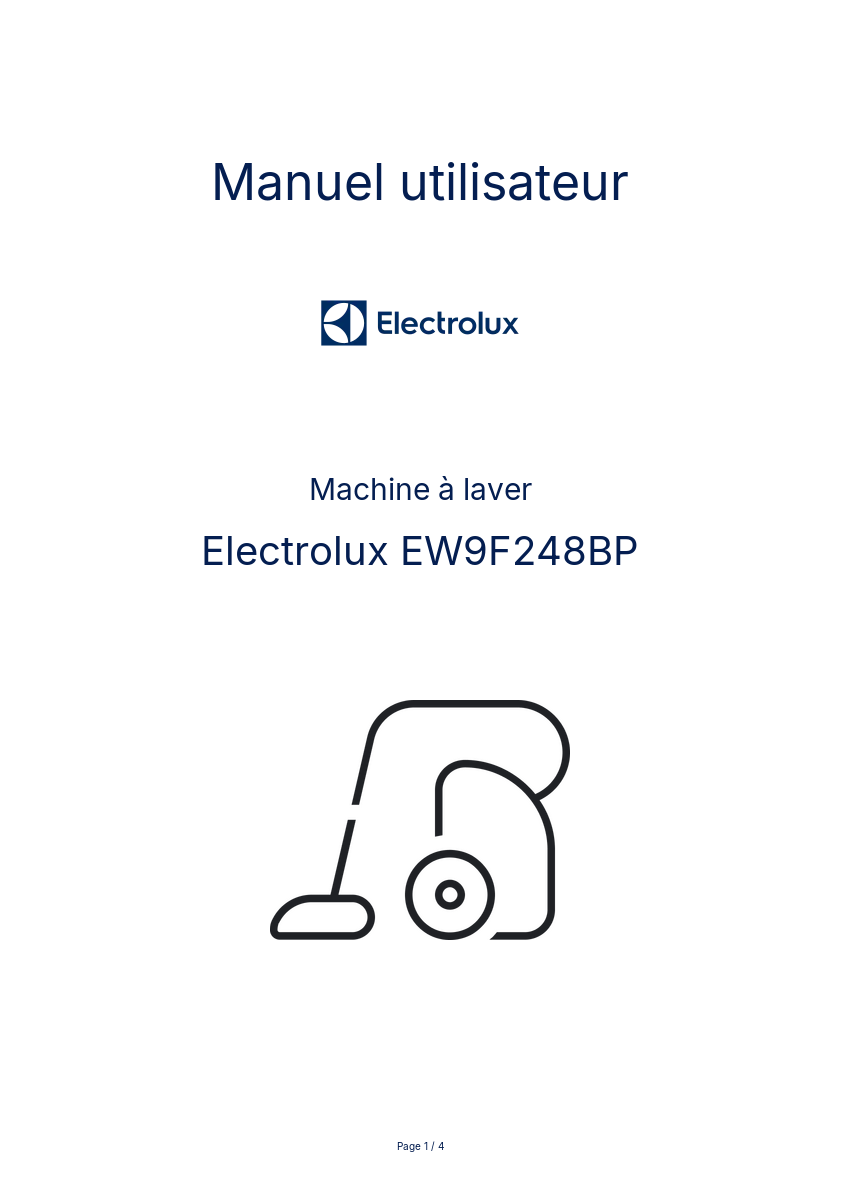 Image de la première page du manuel de l'appareil EW9F248BP