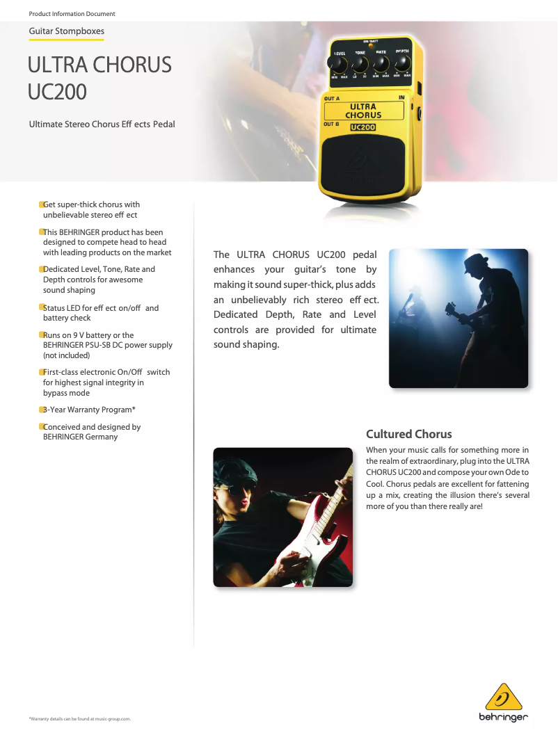 Page n°1 - Fiche technique Behringer Ultra Chorus UC200