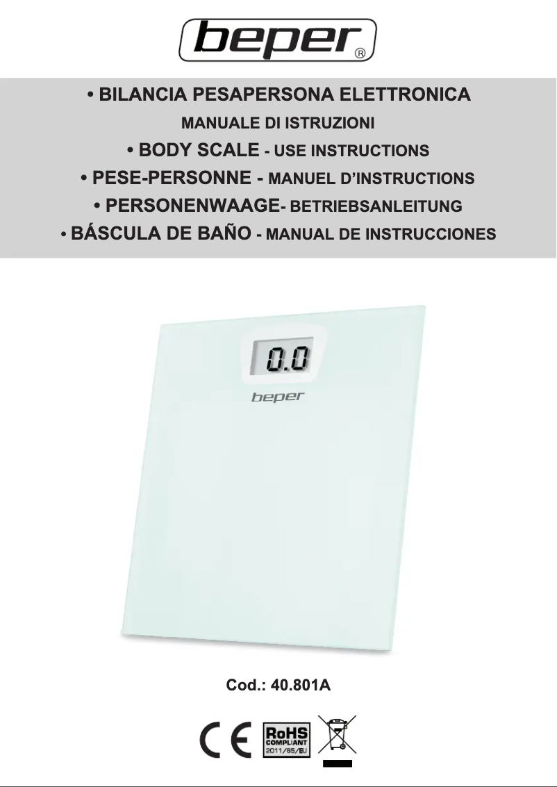 Page 1 de la notice Manuel utilisateur Beper 40.801A