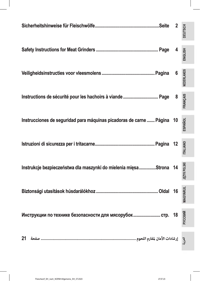 Page n°1 - Instructions / montage ProfiCook PC-FW 1272