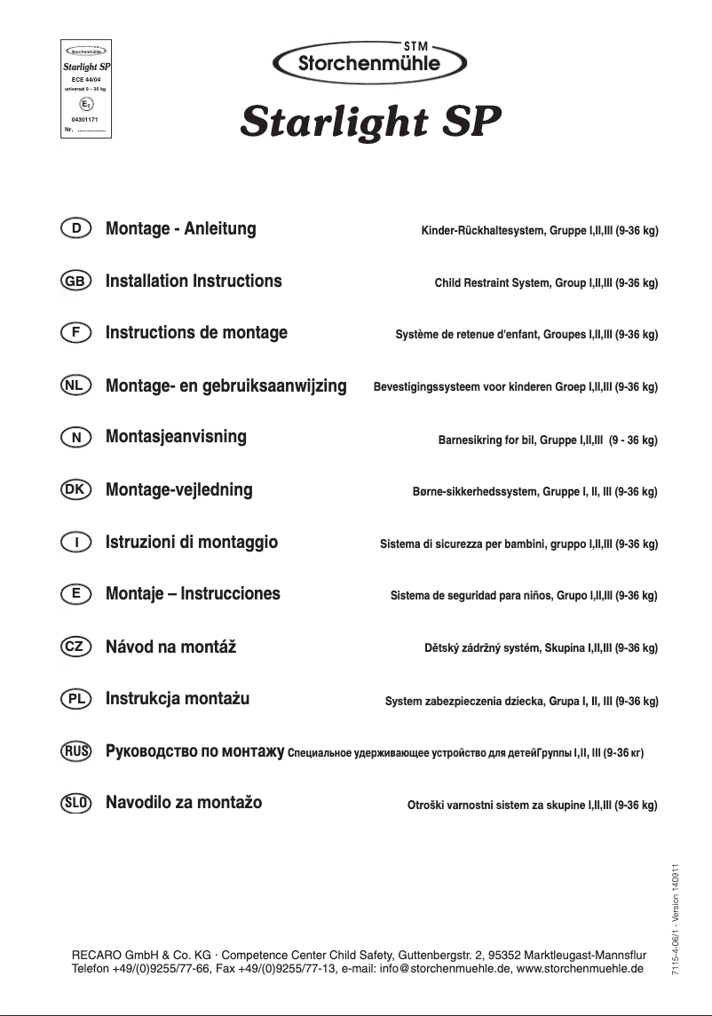 Imagen de la primera página del manual del dispositivo Starlight SP