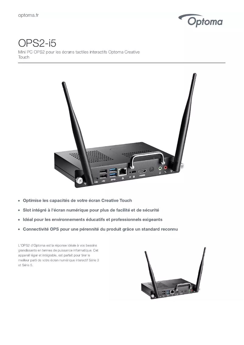 Page 1 of the manual User Manual Optoma OPS2-i5