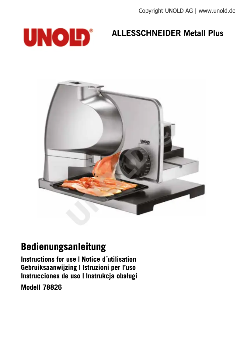 Page 1 de la notice Manuel utilisateur Unold Metall Plus 78826
