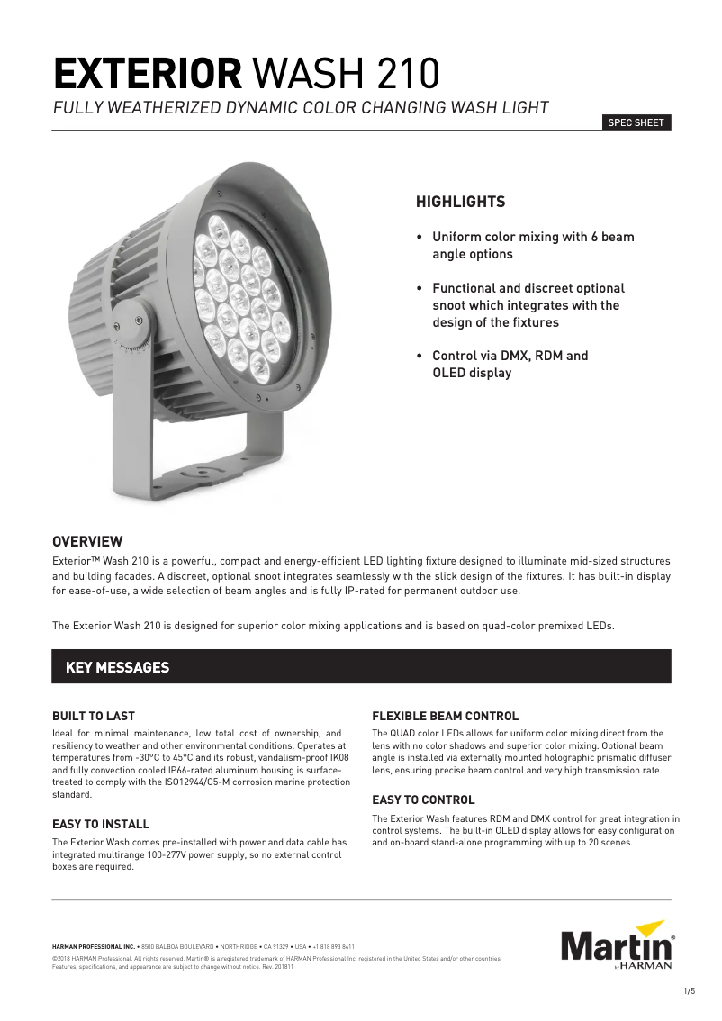 Page n°1 - Fiche technique Martin Exterior Wash 210