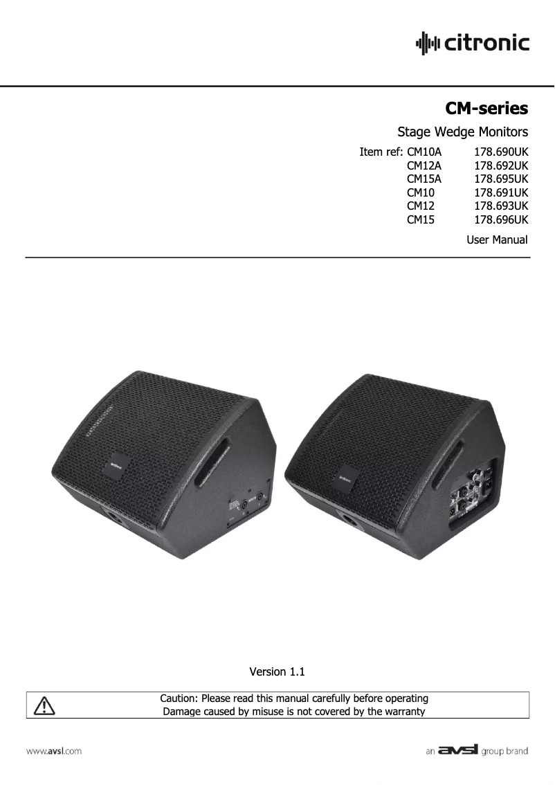 Page 1 de la notice Manuel utilisateur Citronic CM15