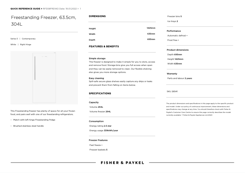 Página 1 del manual Manual de usuario Fisher & Paykel RF308FRDW2