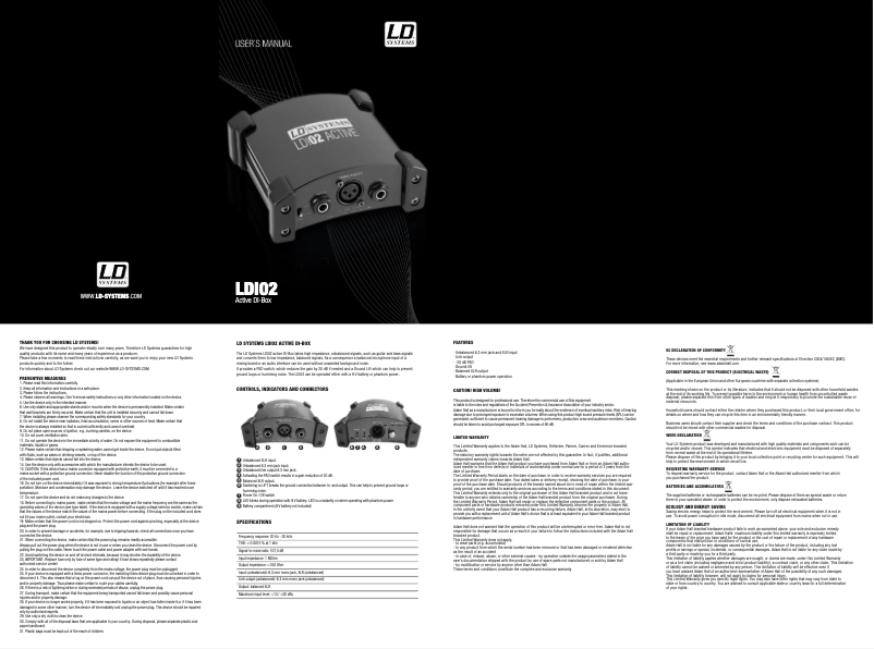 Image de la première page du manuel de l'appareil LDI02