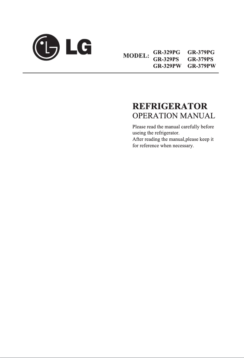 Page 1 de la notice Manuel utilisateur LG GR-379PG
