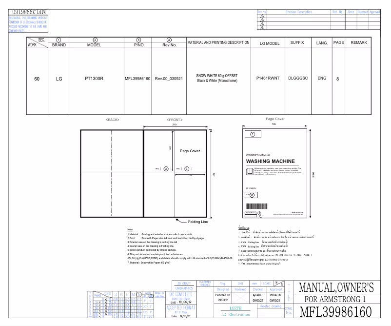 Page 1 de la notice Manuel utilisateur LG PT1300R