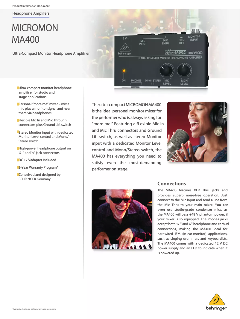 Image de la première page du manuel de l'appareil MicroMON MA400