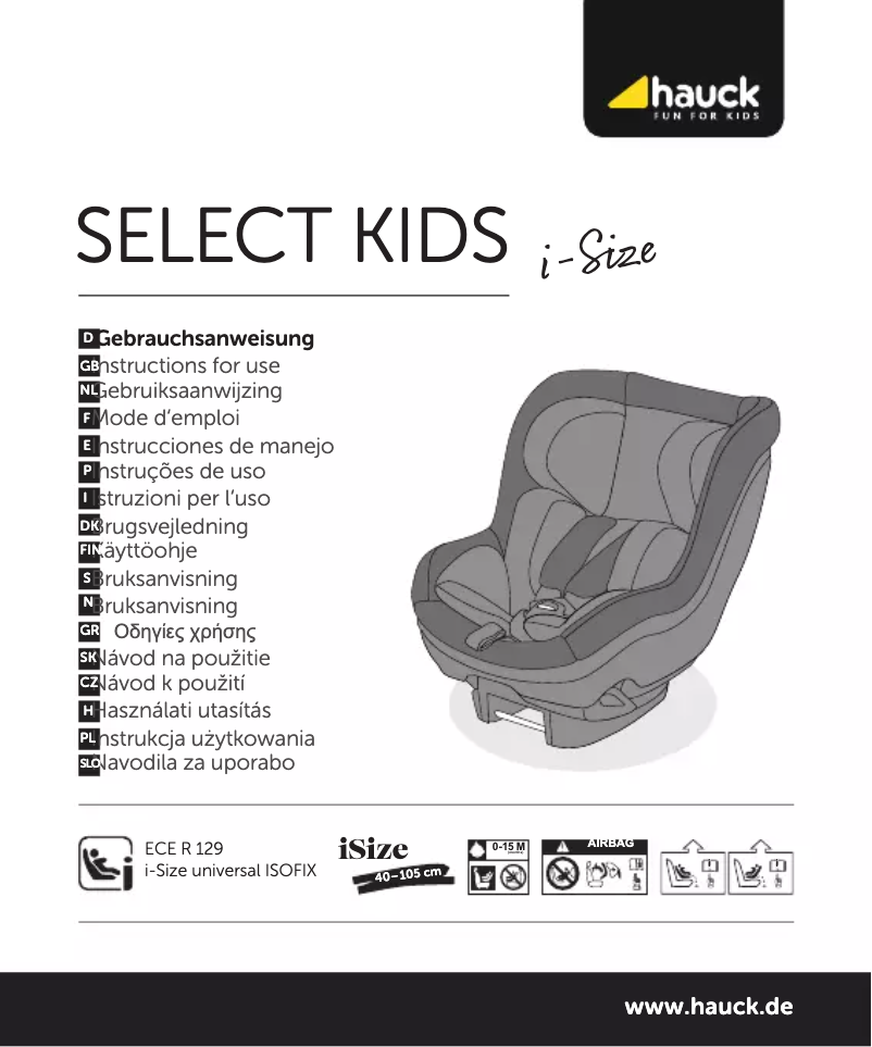 Page 1 de la notice Manuel utilisateur Hauck Select Kids