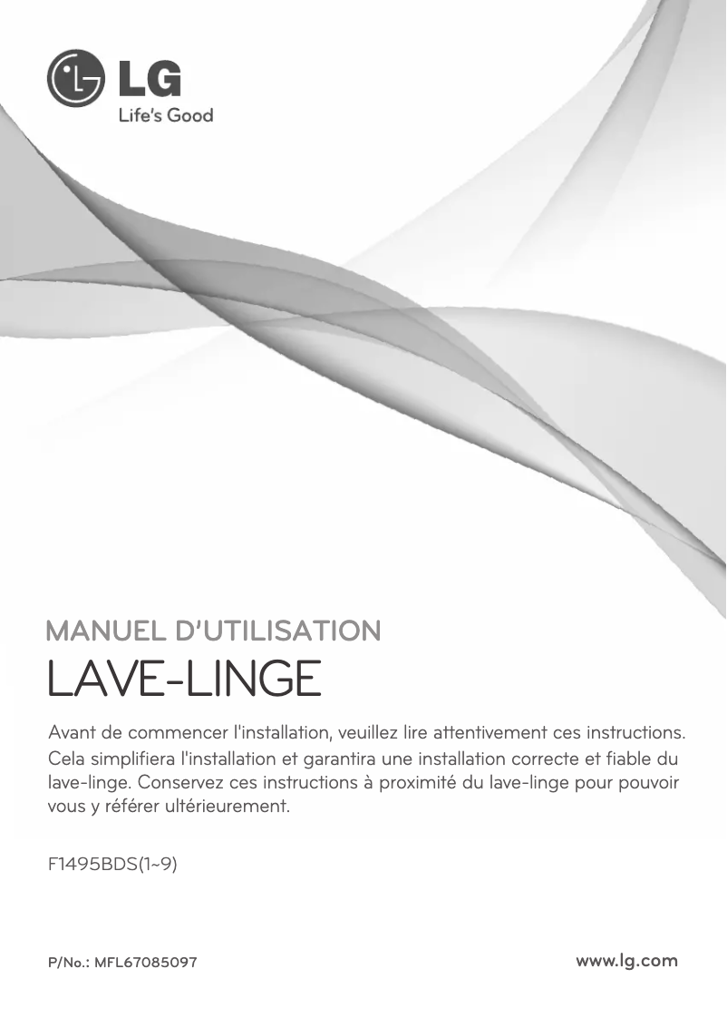 Page 1 de la notice Manuel utilisateur LG F1495BDS7