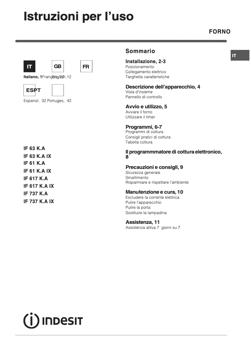 Image de la première page du manuel de l'appareil IF 61 KA