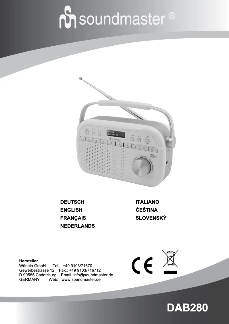 Page 1 de la notice Manuel utilisateur Soundmaster DAB280