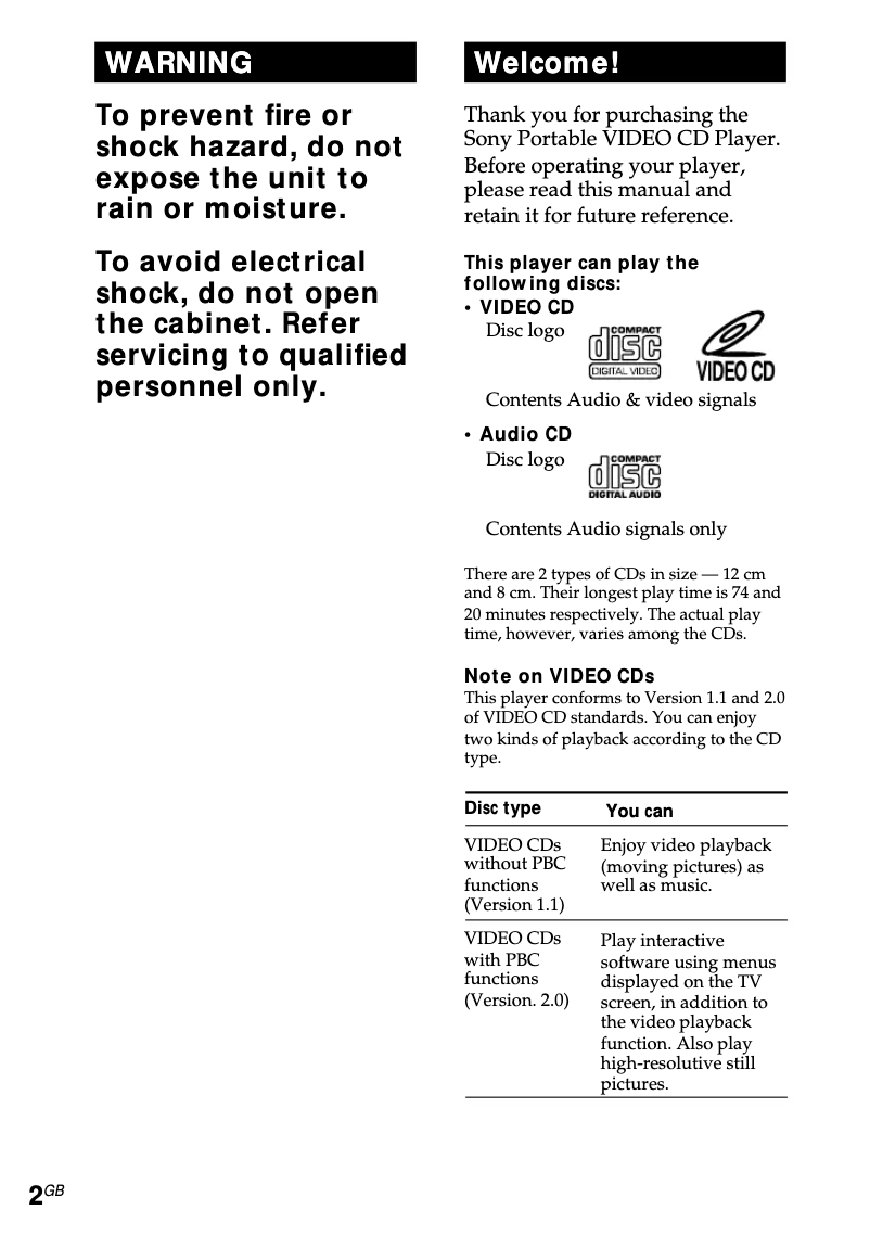 Page 1 de la notice Manuel utilisateur Sony D-V55