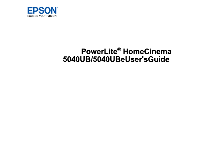 Page 1 de la notice Manuel utilisateur Epson PowerLite Home Cinema 5040UB