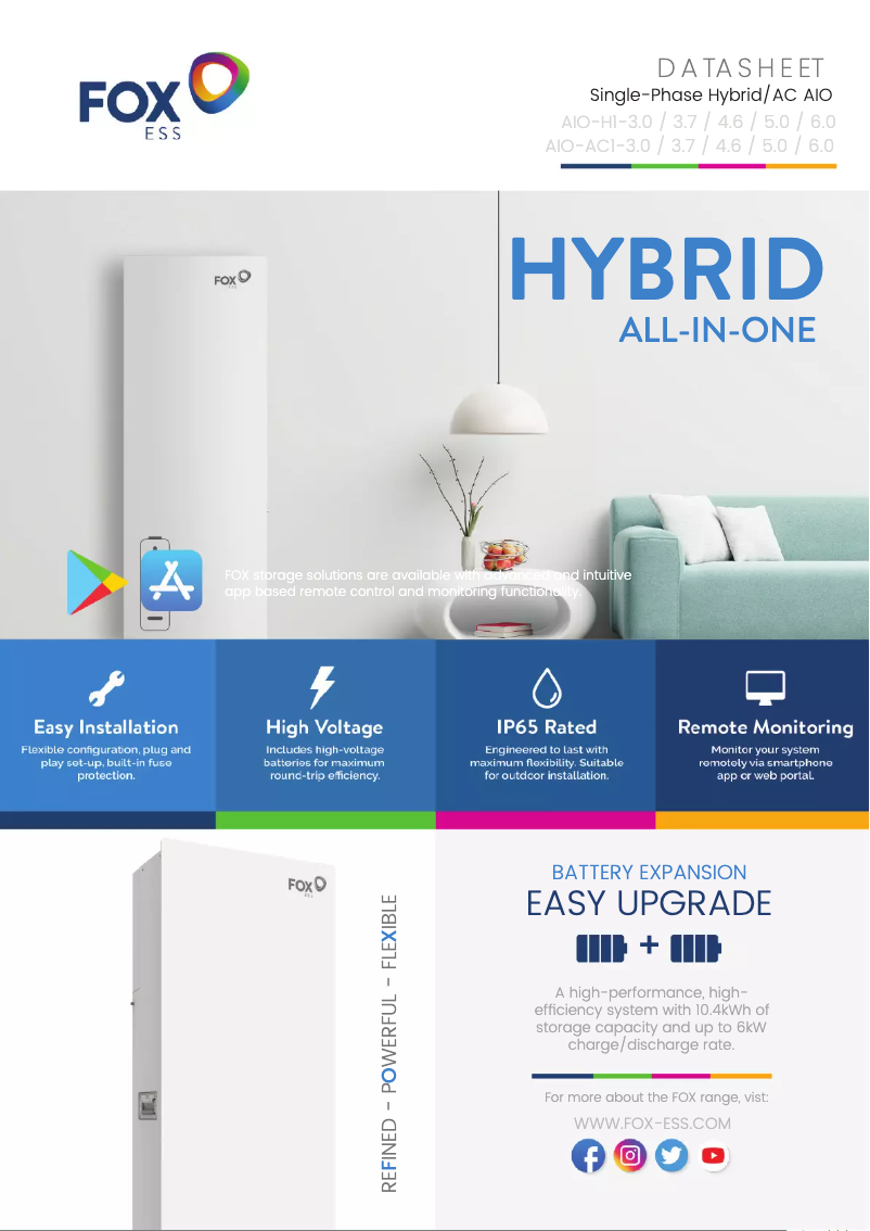 Page 1 of the manual Technical Sheet FOX ESS AIO-H1-4.6