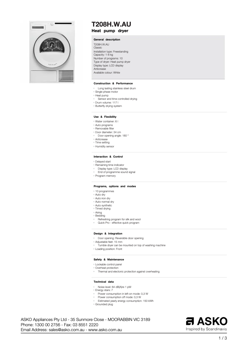 Image de la première page du manuel de l'appareil T208H.W.AU