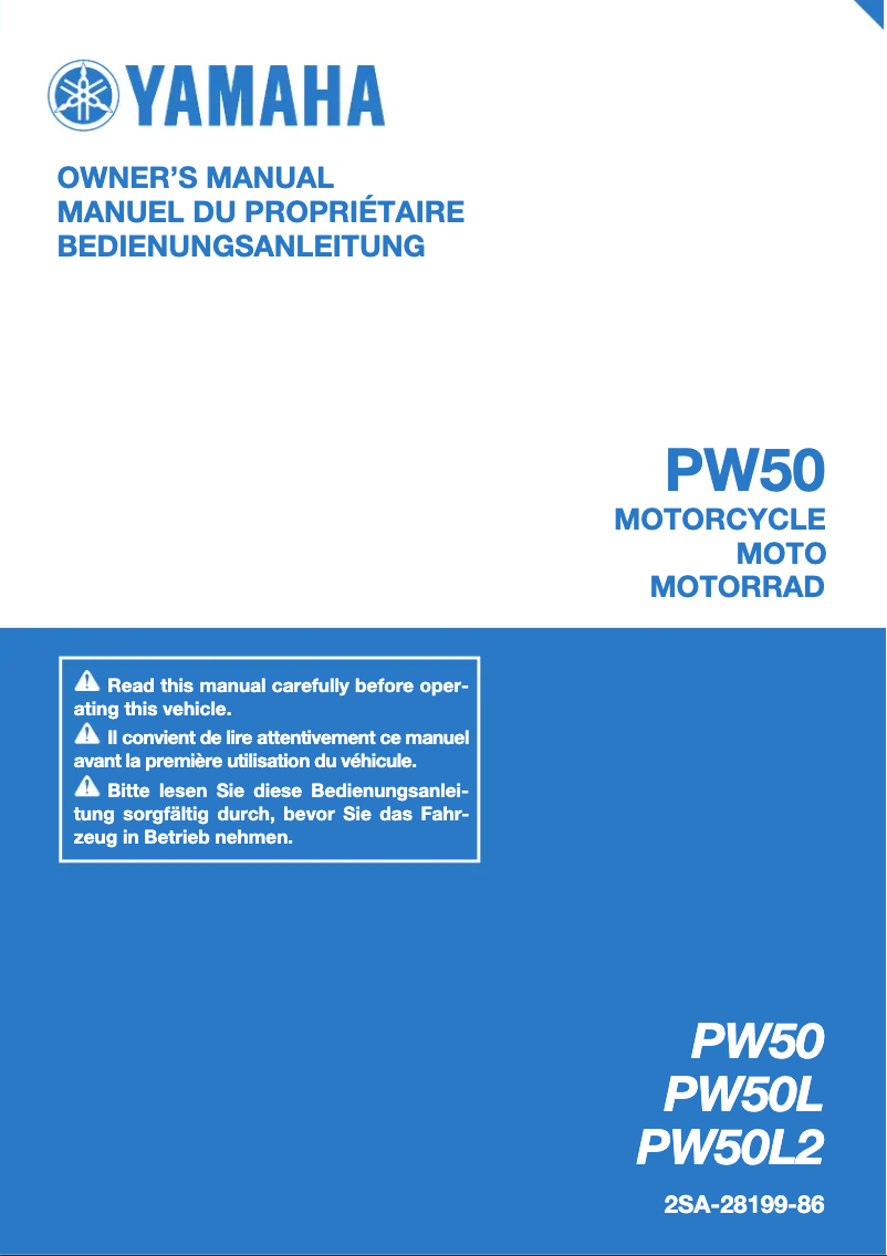 Page n°1 - Manuel utilisateur Yamaha PW50 (2020)
